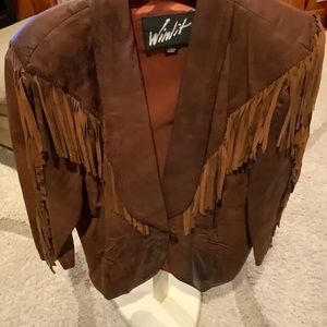 Leather fringe jacket